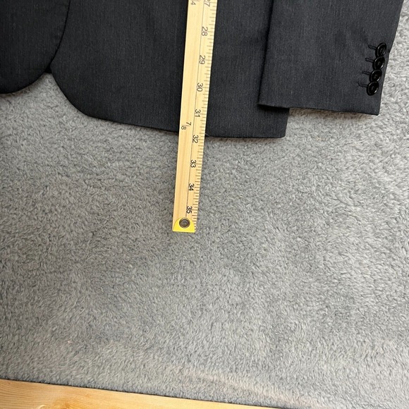 Express Blazer Mens 42R Gray Excellent Slim Fit Two Button Notched Suit Jacket - Picture 10 of 15